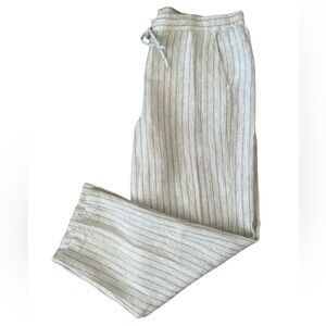 NWT Orvis Shoreline Linen White Blue Stripe Elastic Waist Pants